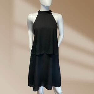 NWT Apricot Women's Size 14 Black Sleeveless Layered Halter Dress Elegant Party